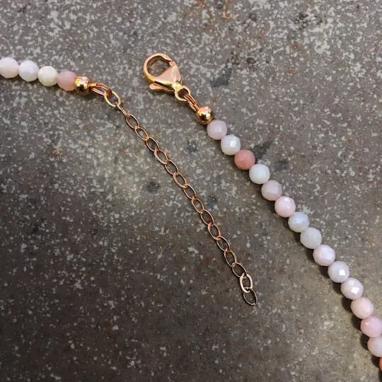 Women’s Pink Agate Heart Pendant & Pink Opal Gemstone Necklace