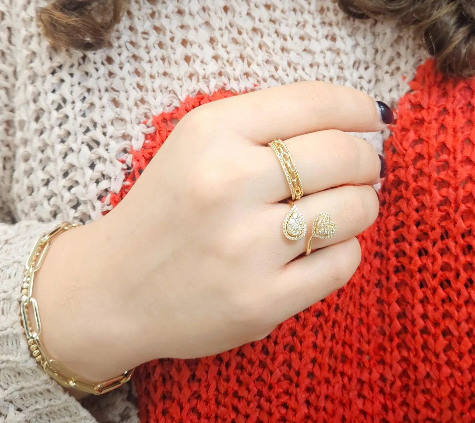 YOU AND ME Heart and Pear Diamond Ring