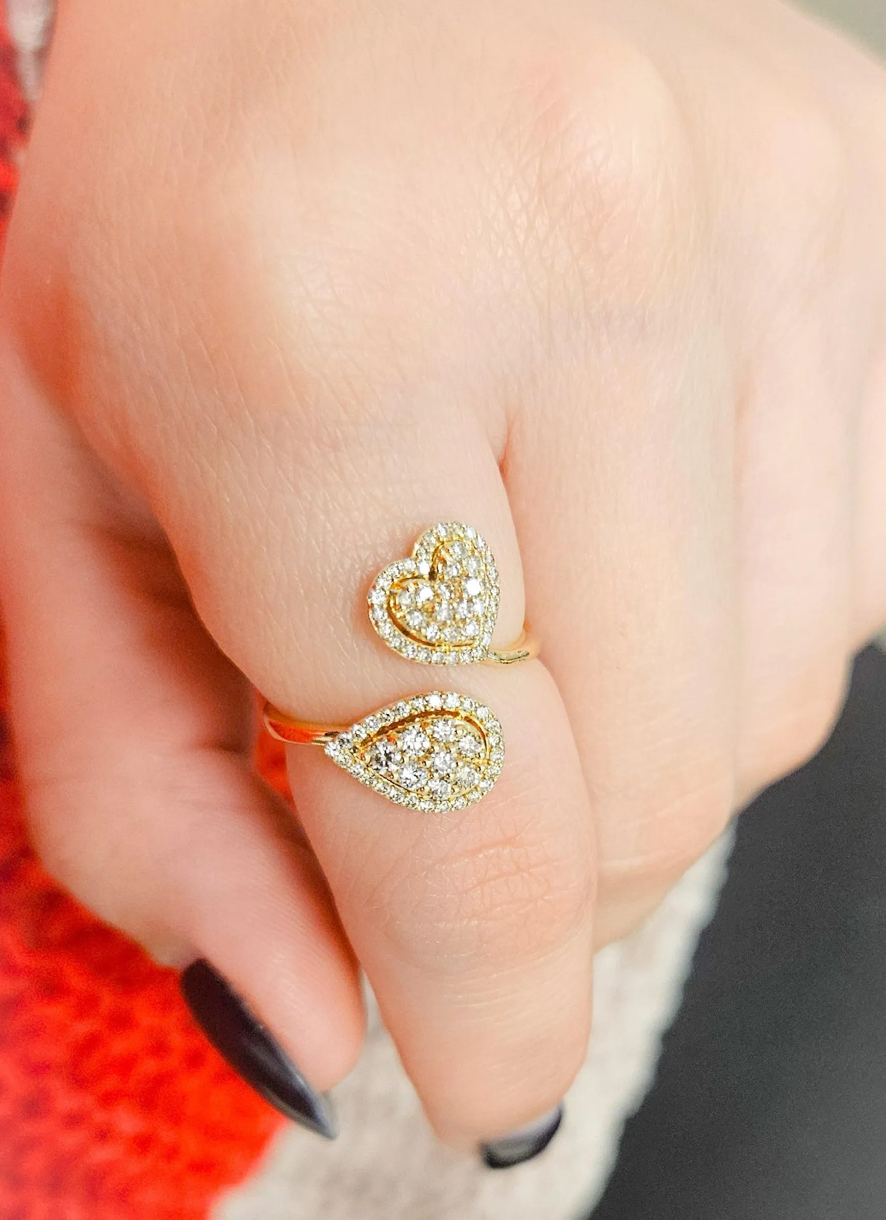YOU AND ME Heart and Pear Diamond Ring