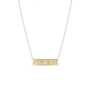 Zoë Chicco 14k Yellow Gold Mosaic Diamond Bar Necklace