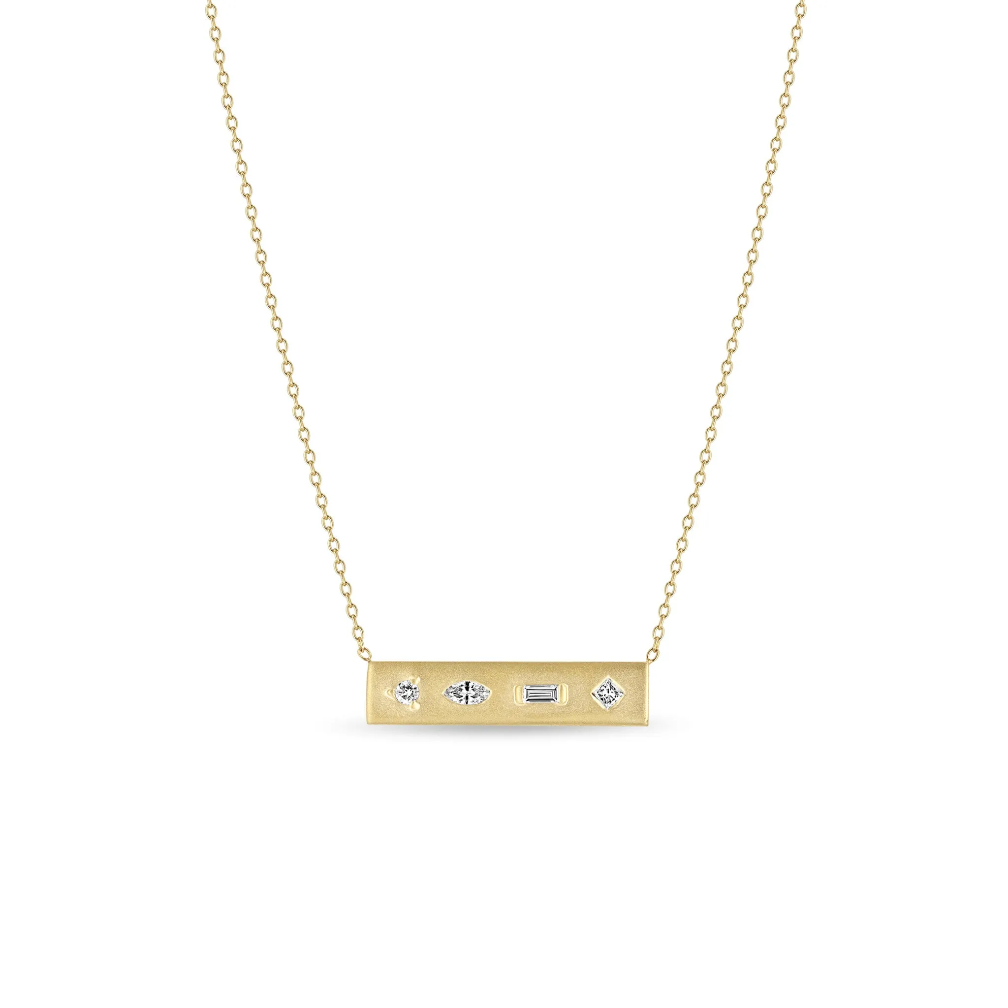 Zoë Chicco 14k Yellow Gold Mosaic Diamond Bar Necklace